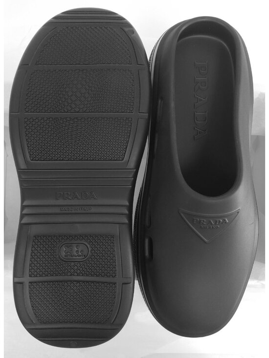 PRADA Men\'s Mellow Rubber Mules Clogs Slip On Loafer Shoes Black Size 42 / US 9 main image 4